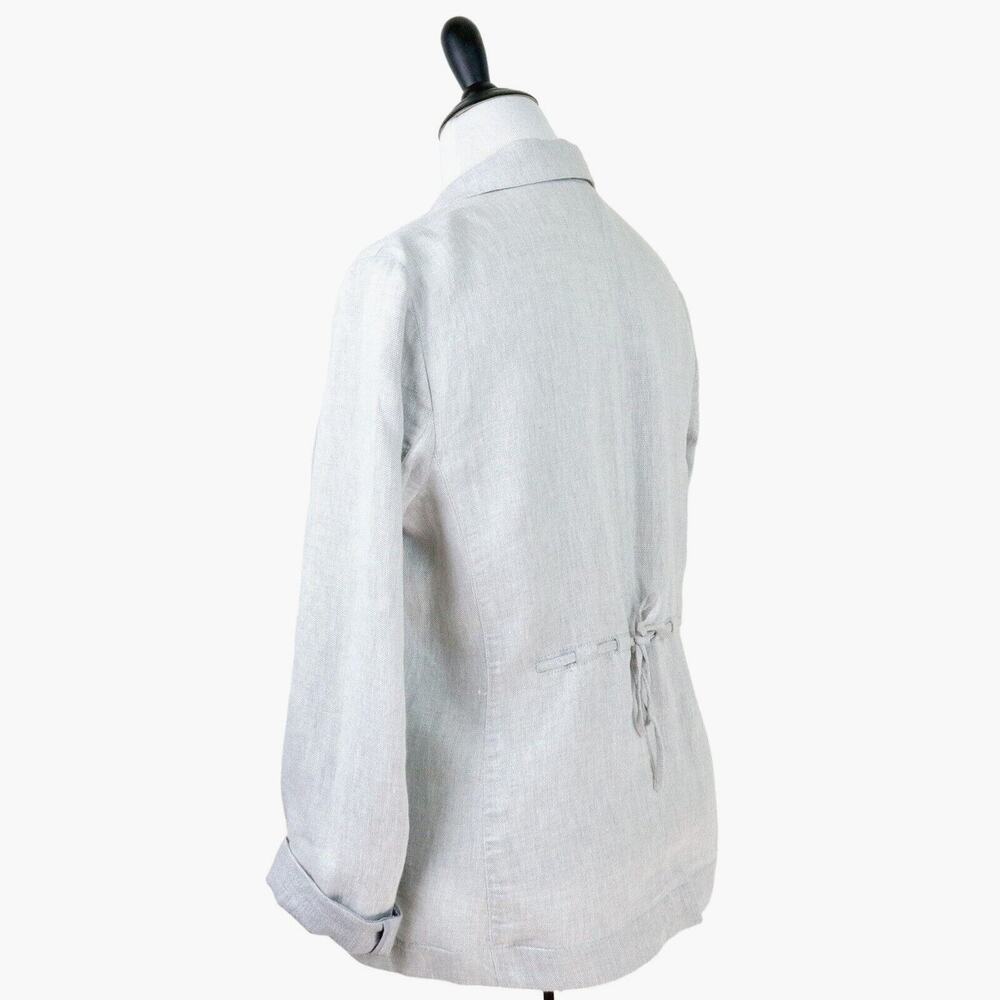 J Jill Size M Linen Lurex Single Button Lightweight Blazer Jacket Gray - Picture 3 of 10